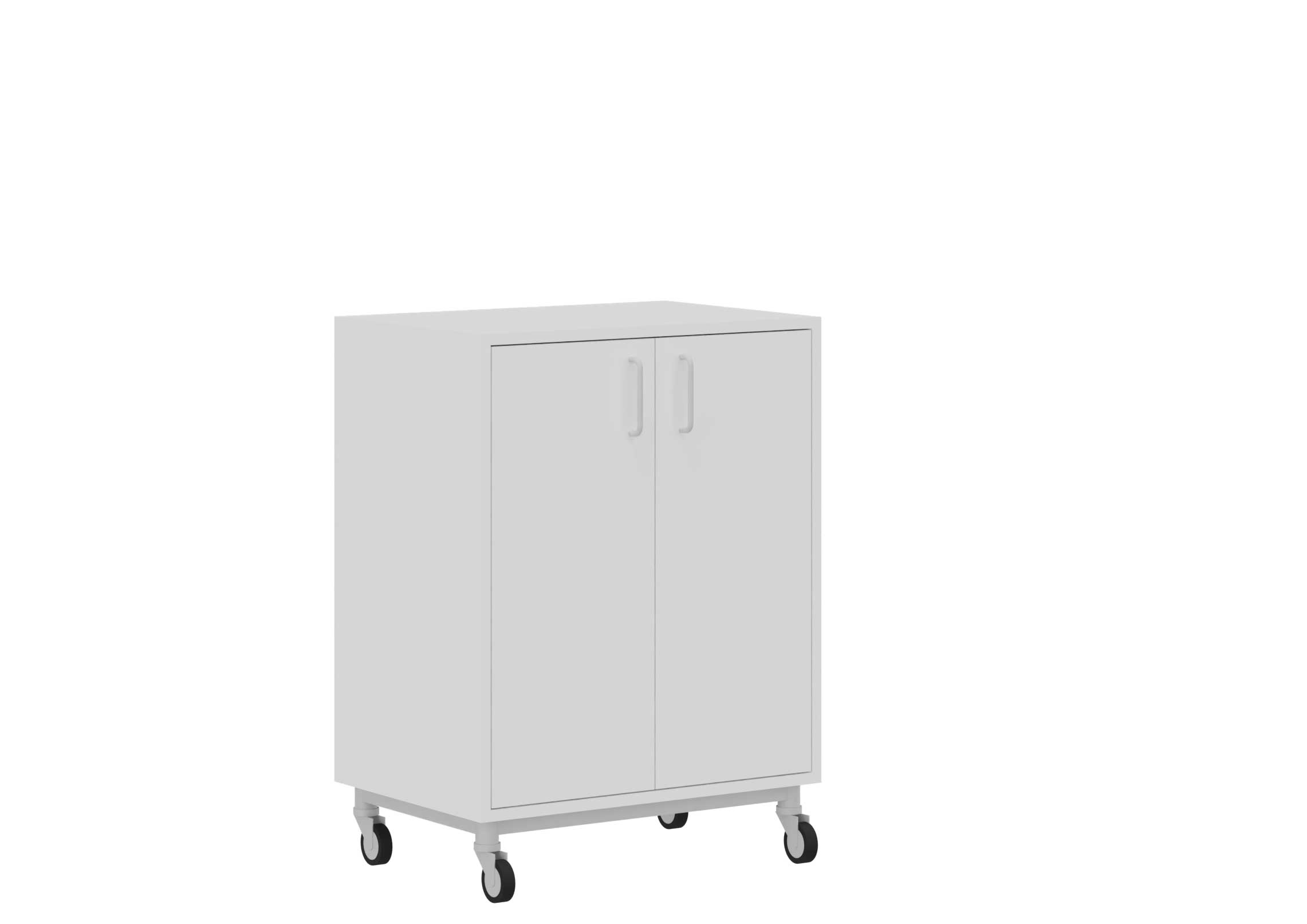 Regal für Kunststoffkästen mit Türen, auf Rollen, Breite 70,5 cm