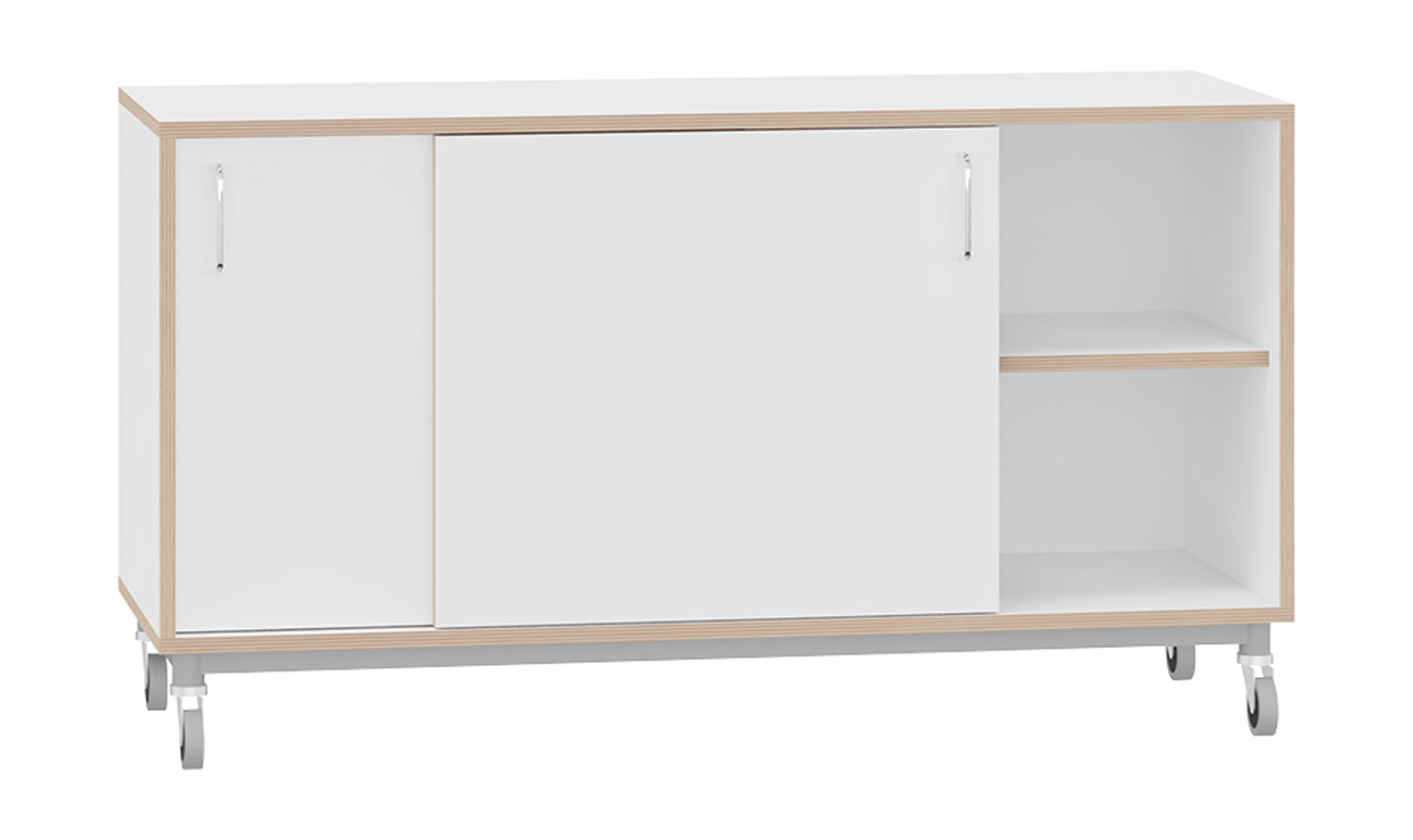 Schrank mit Schiebetüren auf Rollen, Breite 139 cm