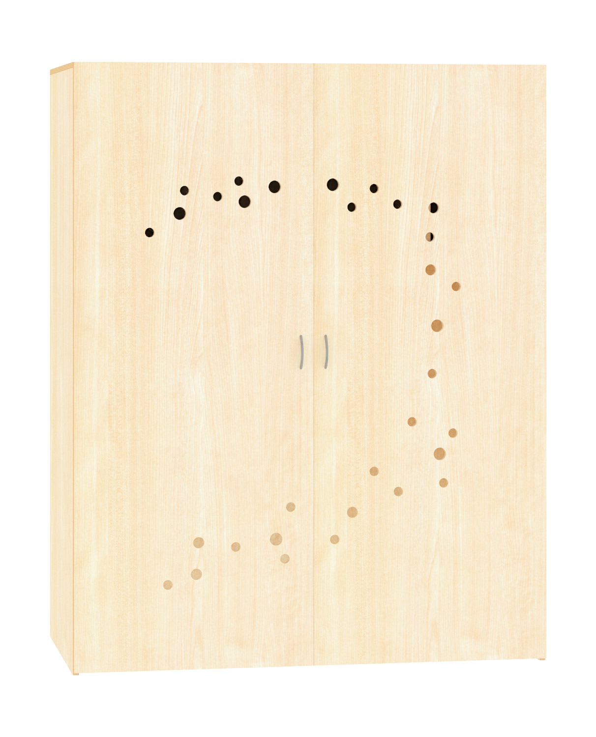Stapelliegenschrank, Breite 150 cm. Türen mit Lüftungslöchern Ahorn Dekor