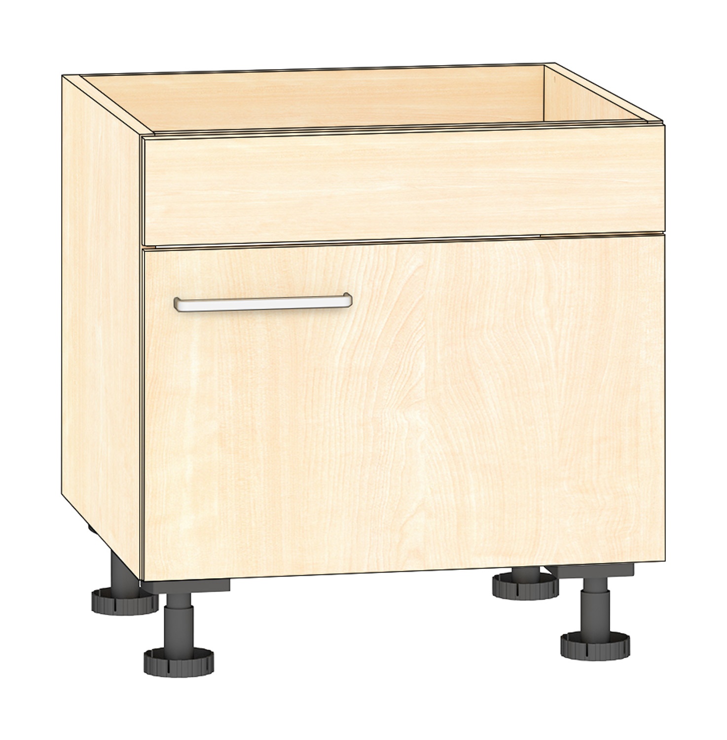 Halber Spülenschrank Breite 60 cm, Türanschlag rechts, Ahorn