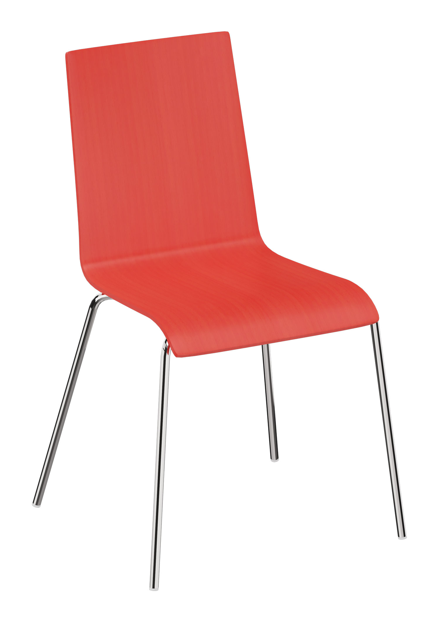 Holzstuhl Joy Café mit Chromgestell rot