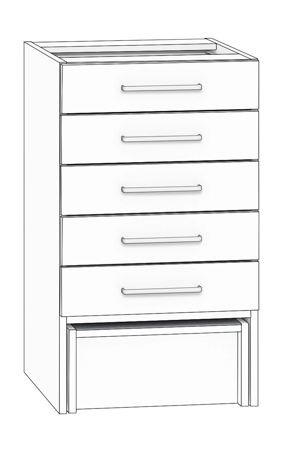 Schubkastenschrank mit 5 Schubkästen, Breite 50 cm