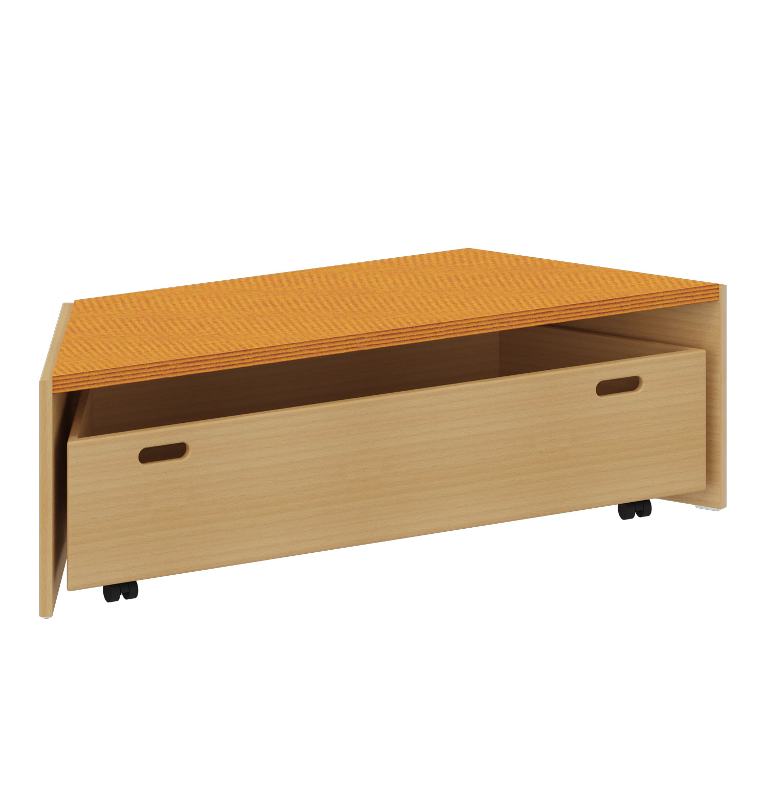 Trapez Podest mit Tretfort Teppich safran