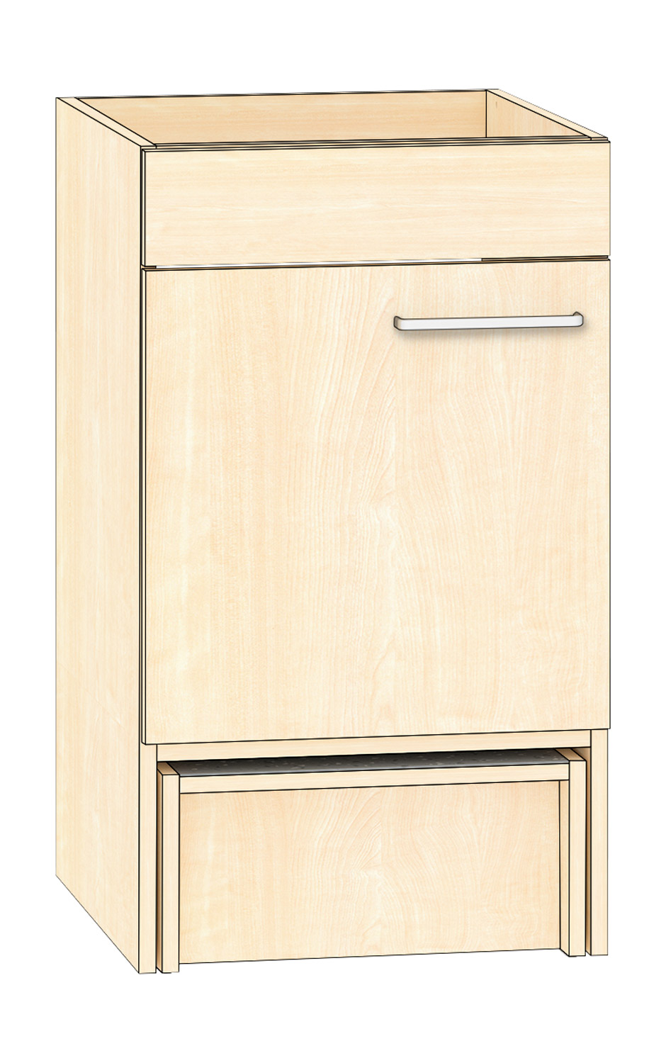 Halber Spülenschrank Breite 50 cm, Türanschlag links, Ahorn