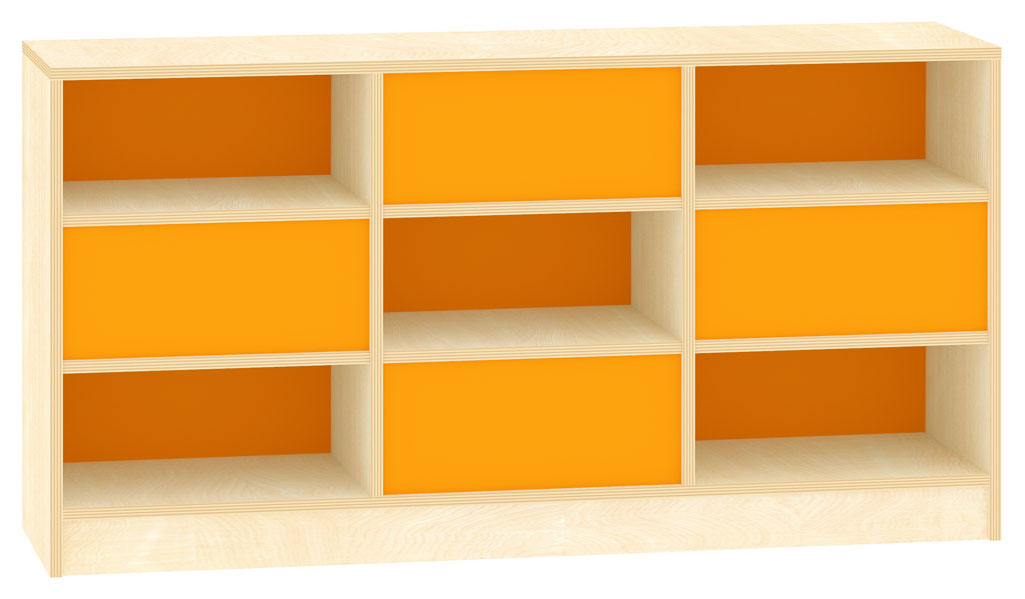 Raumteilregal mit wechselseitigen Rückwänden, Breite 149 cm