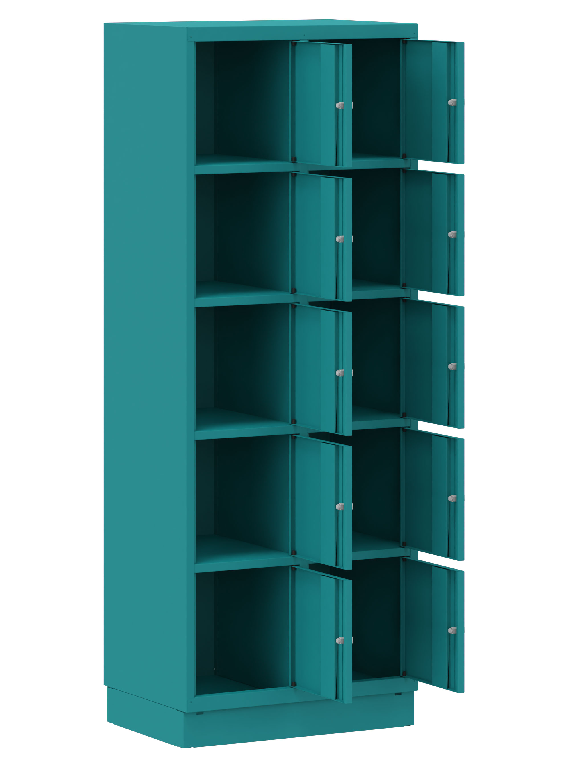 Schultaschenschrank 2x5 Fächer türkis