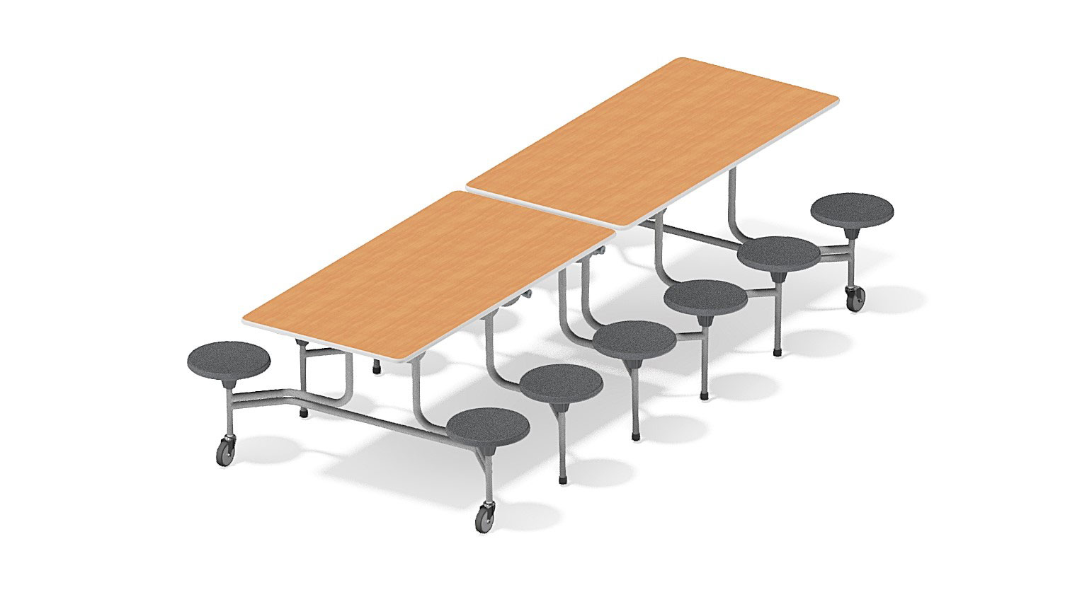 12er Tisch-Sitzkombination Buche Dekor, grau, Sitzhöhe 44 cm