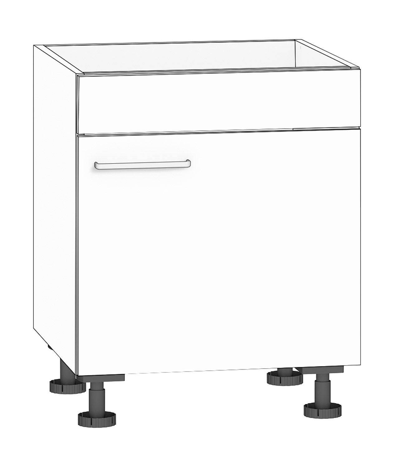Halber Spülenschrank Breite 60 cm, Türanschlag rechts, weiß