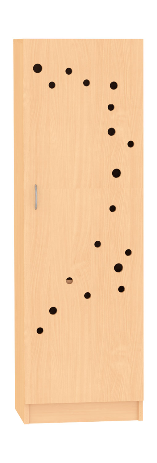 Deckenschrank, Breite 51 cm. Türe mit Lüftungslöchern 42 cm tief, Buche Dekor