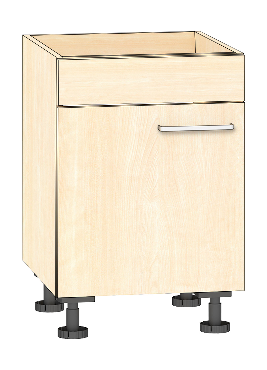Halber Spülenschrank Breite 50 cm, Türanschlag links, Ahorn