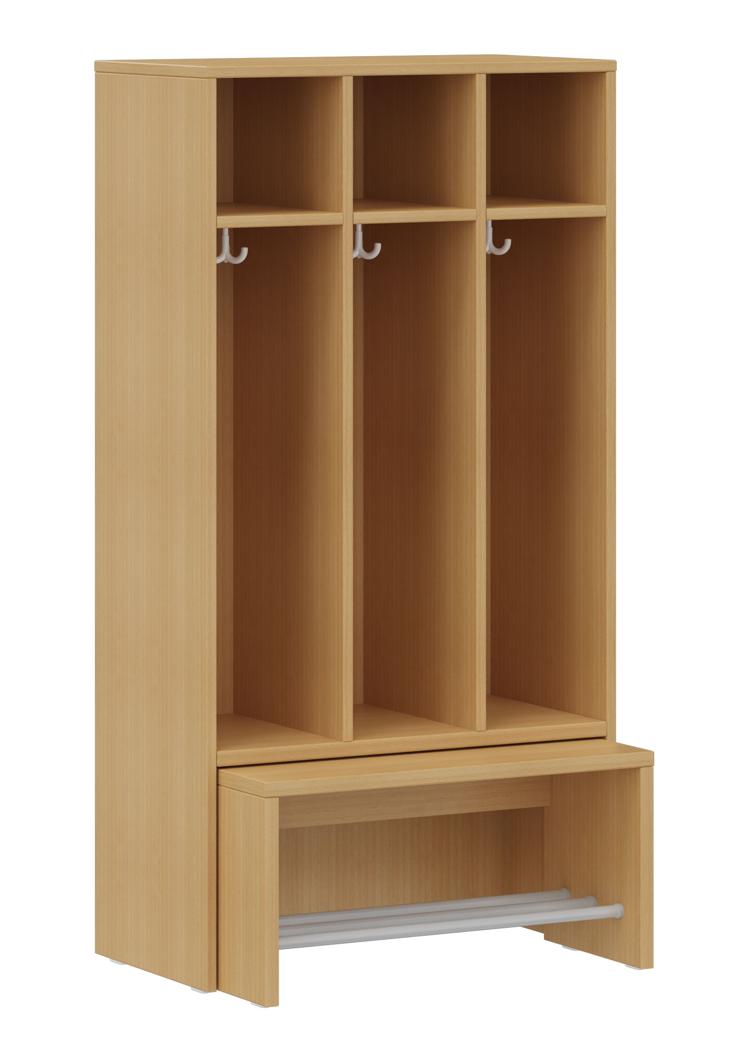 hej Garderobe mit Ausziehbank B mit 22,6 cm Fachbreite Größe 3, 3 Schrankfächer