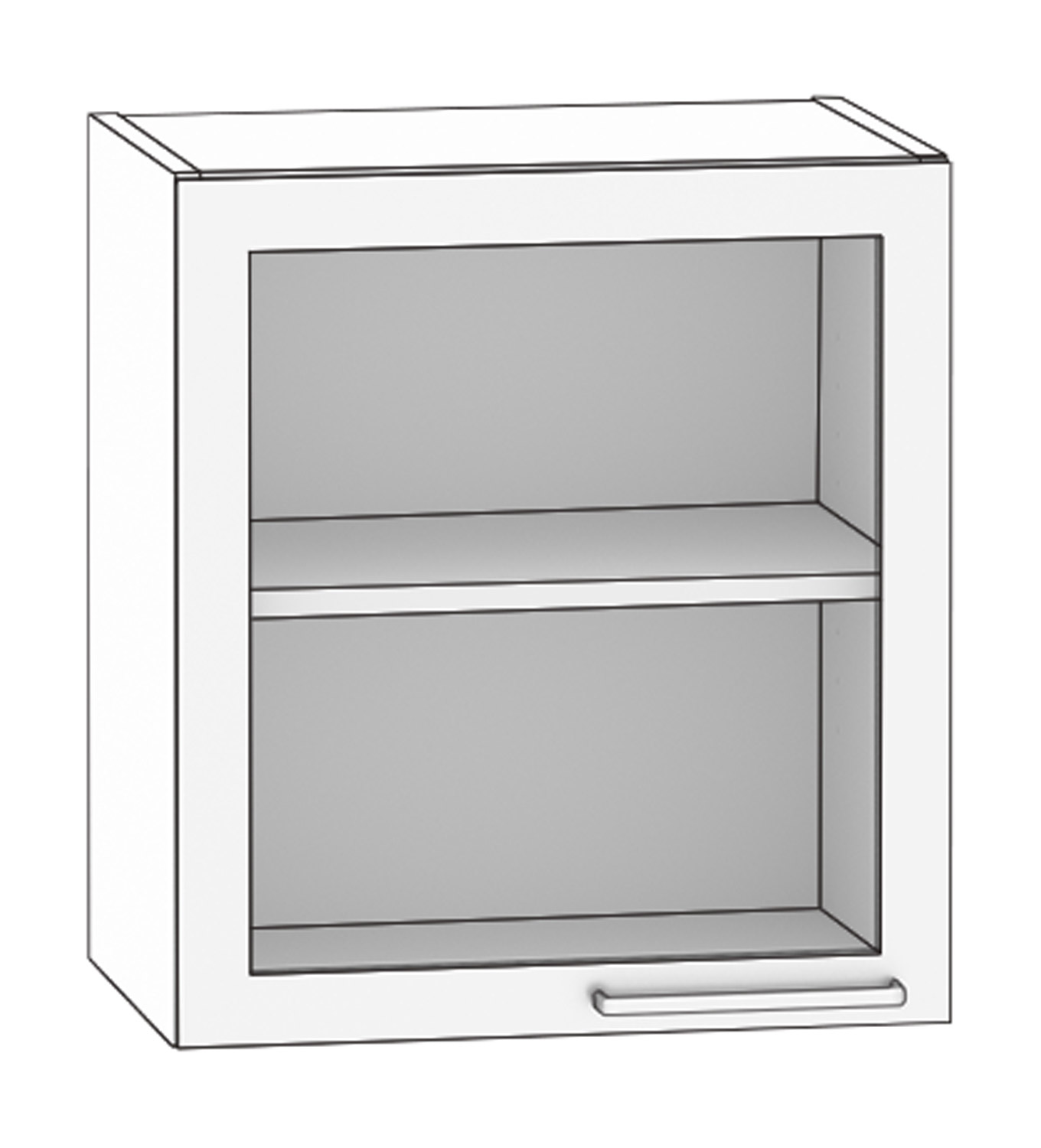 Hängeschrank 1 Glastür Breite 50 cm, Türanschlag links, weiß