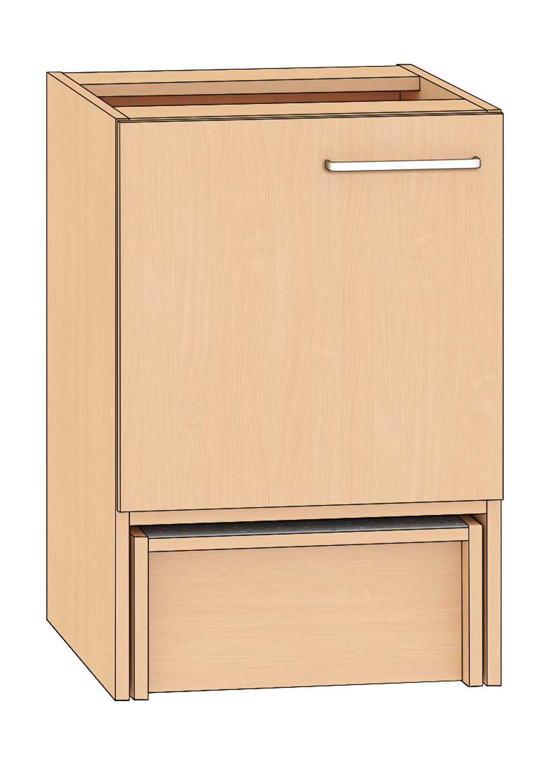 Anstellschrank Breite 50, Türanschlag links, Buche