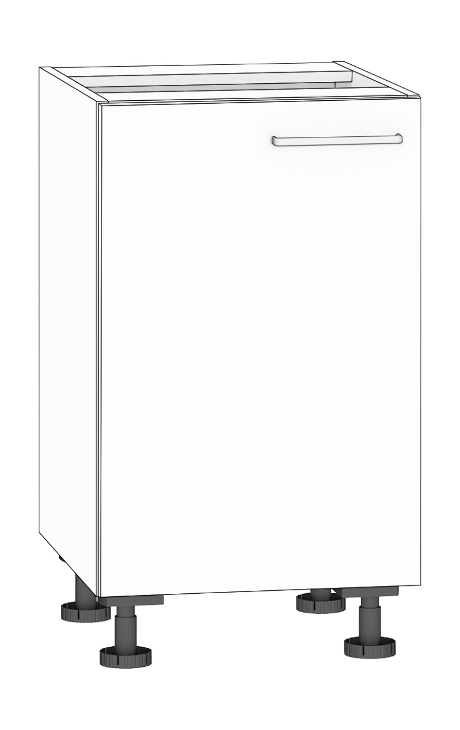 Anstellschrank Breite 50 cm, Türanschlag links, weiß