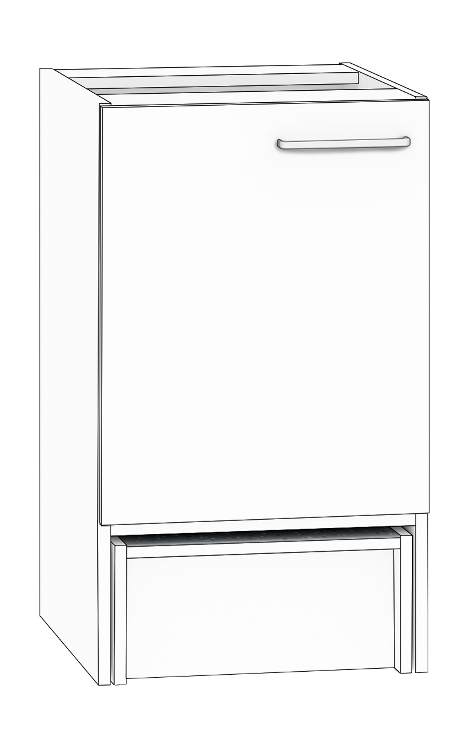 Anstellschrank Breite 50 cm, Türanschlag links, weiß