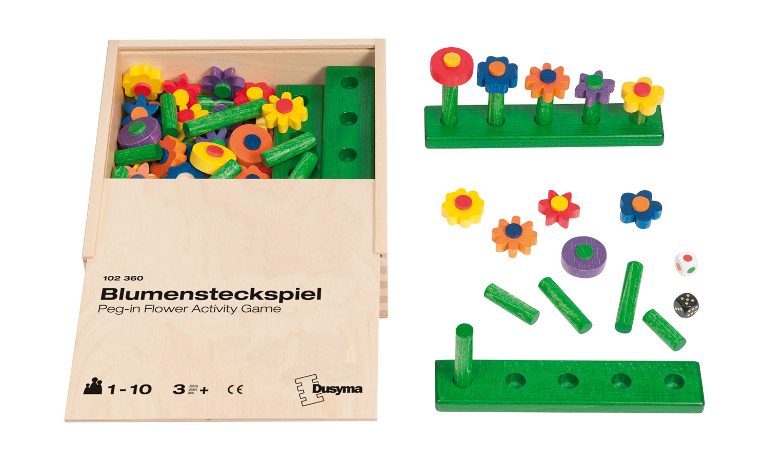 Blumensteckspiel im Holzkasten