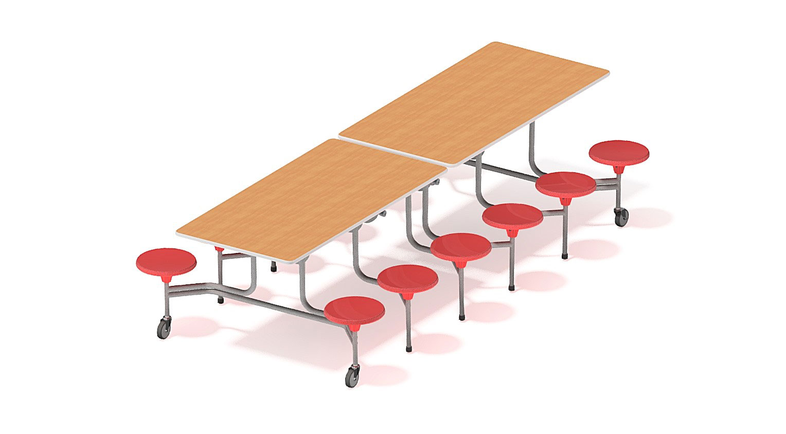 12er Tisch-Sitzkombination Buche Dekor, rot, Sitzhöhe 44 cm 12er Tisch-Sitzkombination Buche Dekor, rot, Sitzhöhe 44 cm