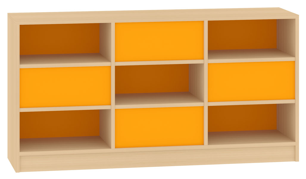 Raumteilregal mit wechselseitigen Rückwänden, Breite 149 cm