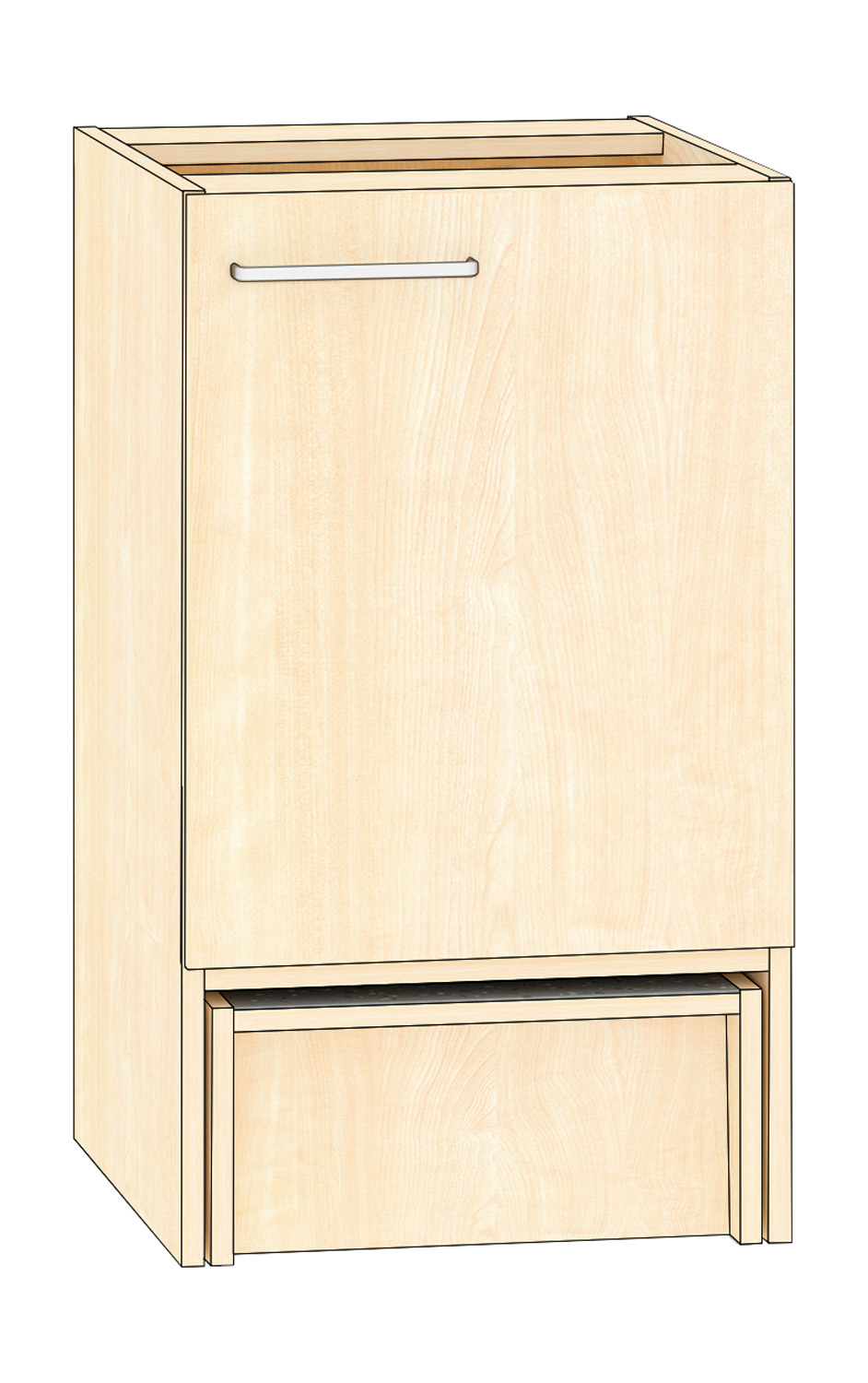 Anstellschrank Breite 50 cm, Türanschlag rechts, Ahorn