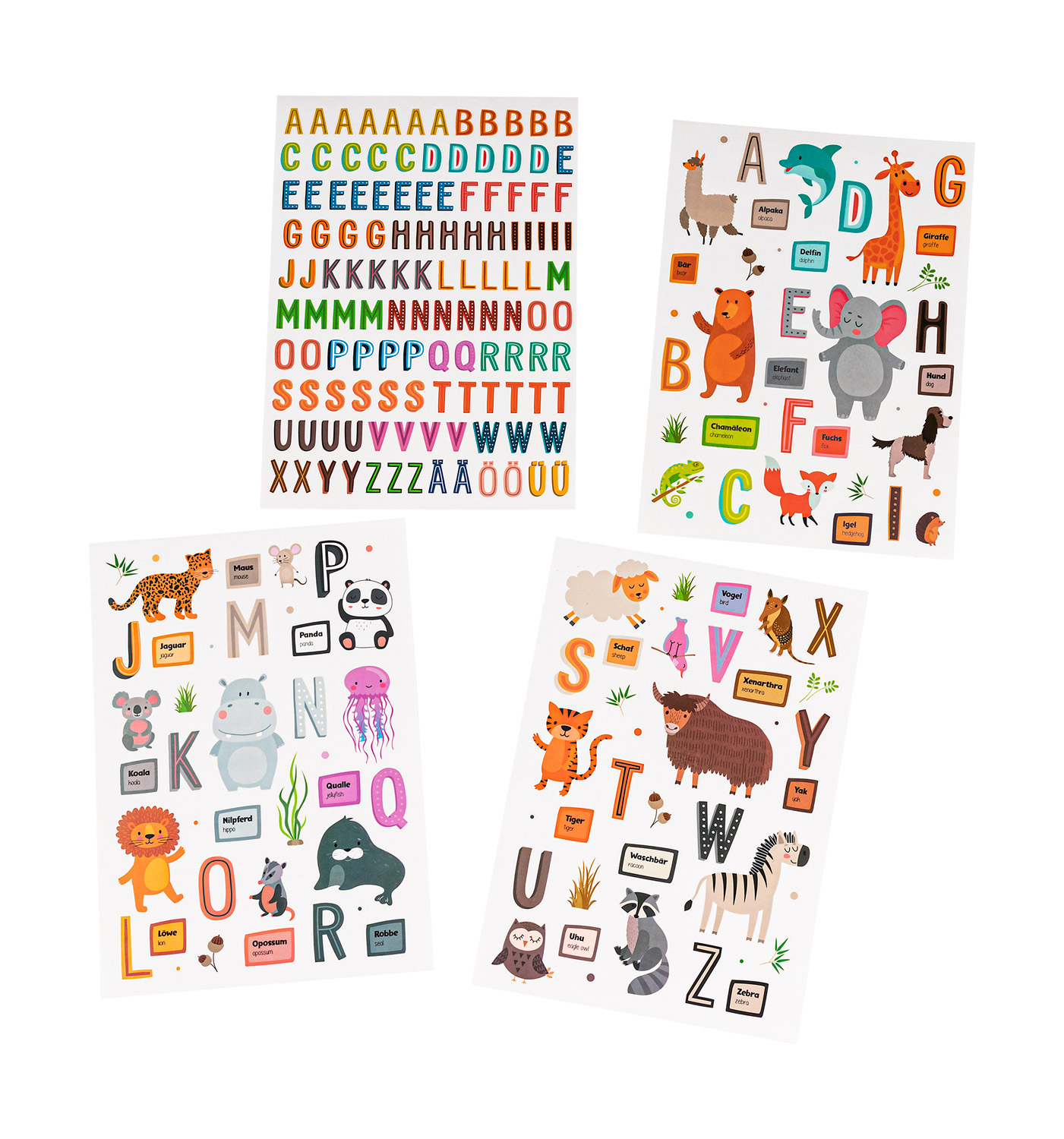 Fenster Sticker Alphabet und Tiere