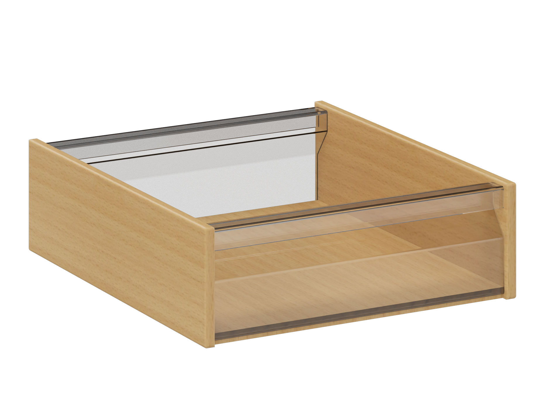 Materialkasten breit, Höhe 10,3 cm, mit Acrylglasfüllung in Buche Materialkasten breit, Höhe 10,3 cm, mit Acrylglasfüllung in Buche