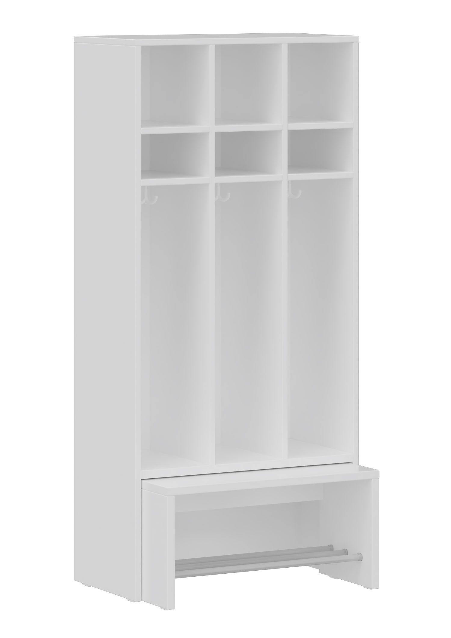 hej Garderobe mit Ausziehbank B mit 22,6 cm Fachbreite Größe 3, 3 Schrankfächer