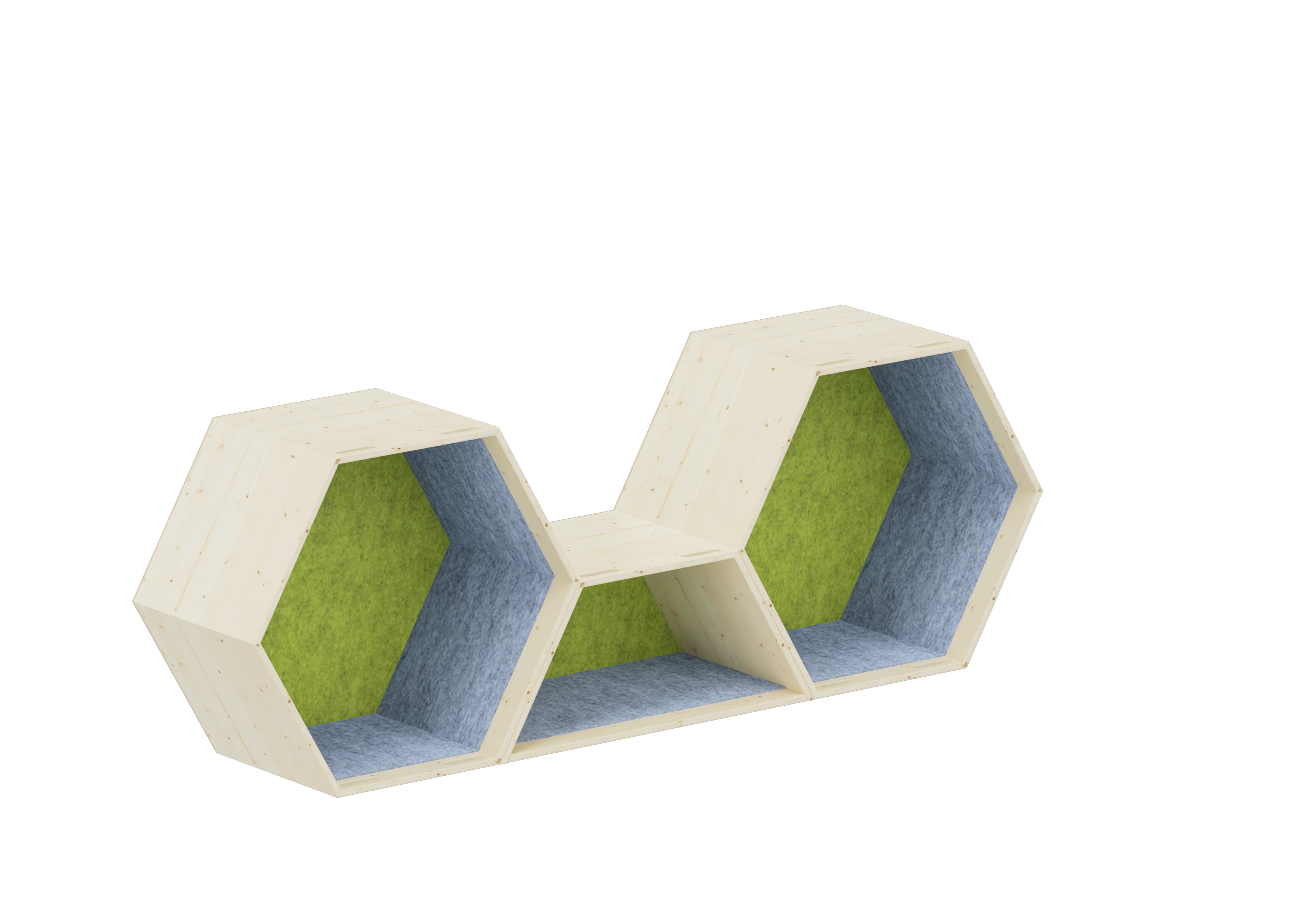 Lernwabe® Flip Set S: 2 ganze + 1 halbe Wabe Größe S, Seiten hellblau, Rückwand hellgrün