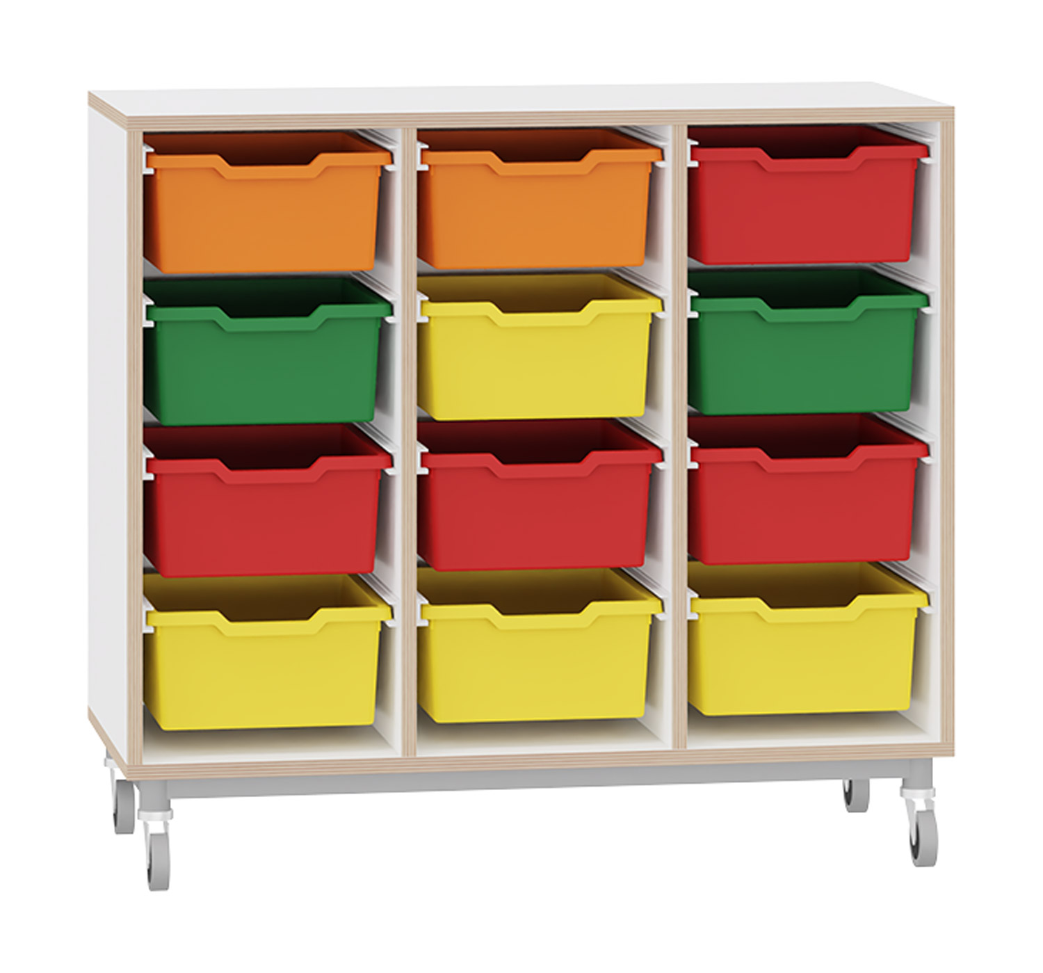 Regal für Kunststoffkästen auf Rollen, Breite 104,8 cm | Dusyma