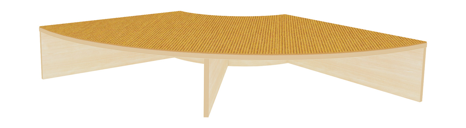 Viertelkreispodest, Rundung außen offen safran Viertelkreispodest, Rundung außen offen safran