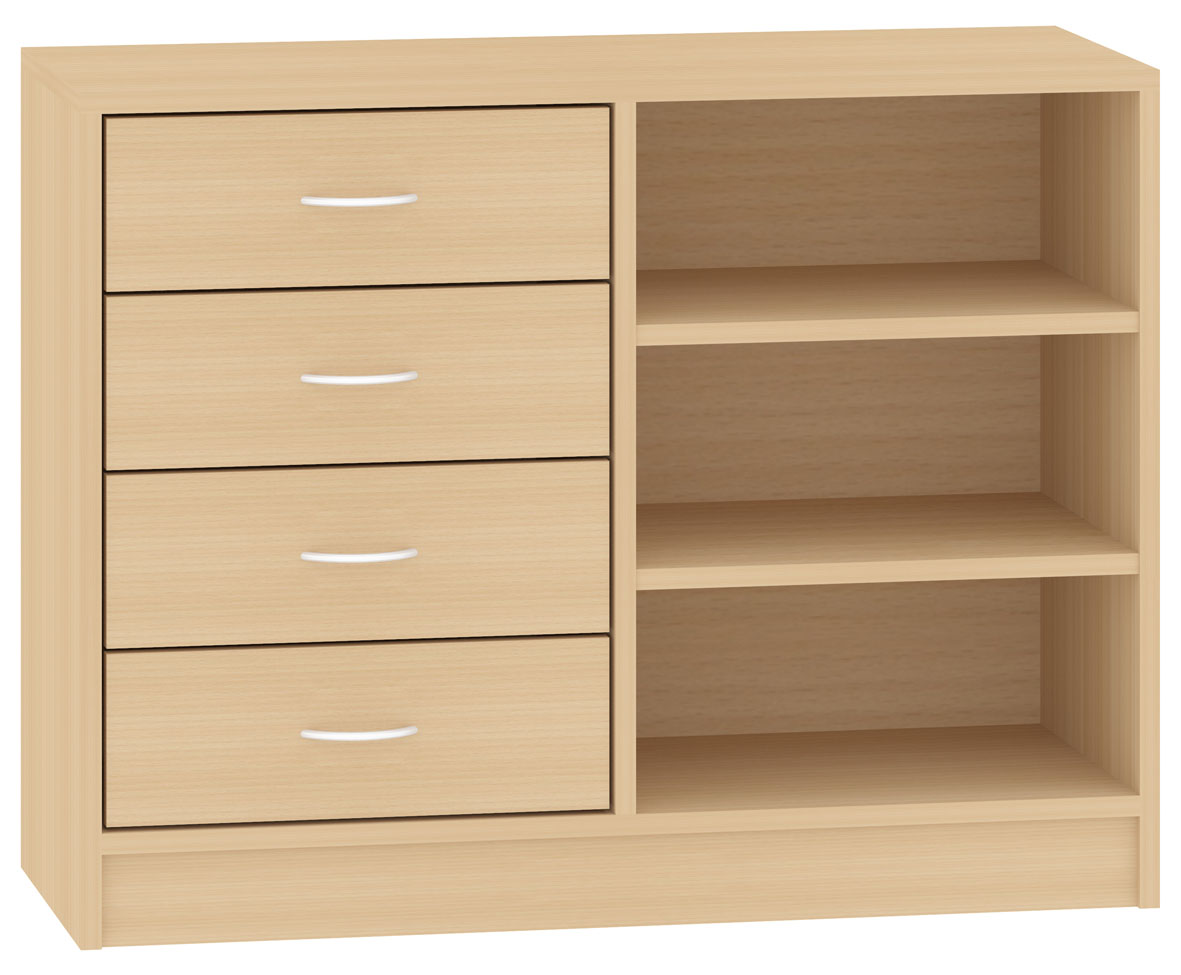 Schrank mit 4 Schubkästen und Regalteil, Breite 100 cm