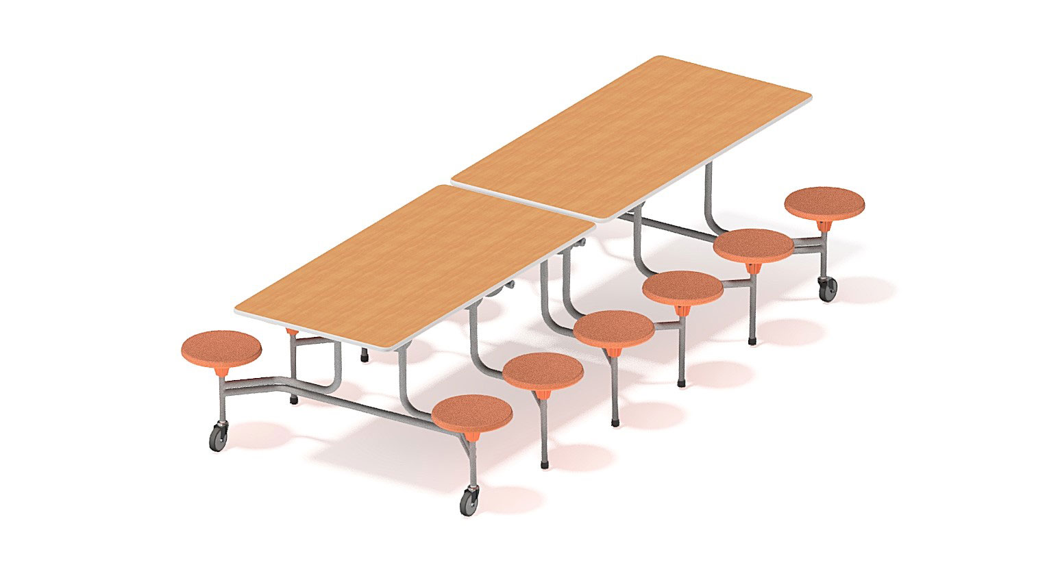 12er Tisch-Sitzkombination Buche Dekor, orange, Sitzhöhe 39 cm 12er Tisch-Sitzkombination Buche Dekor, orange, Sitzhöhe 39 cm