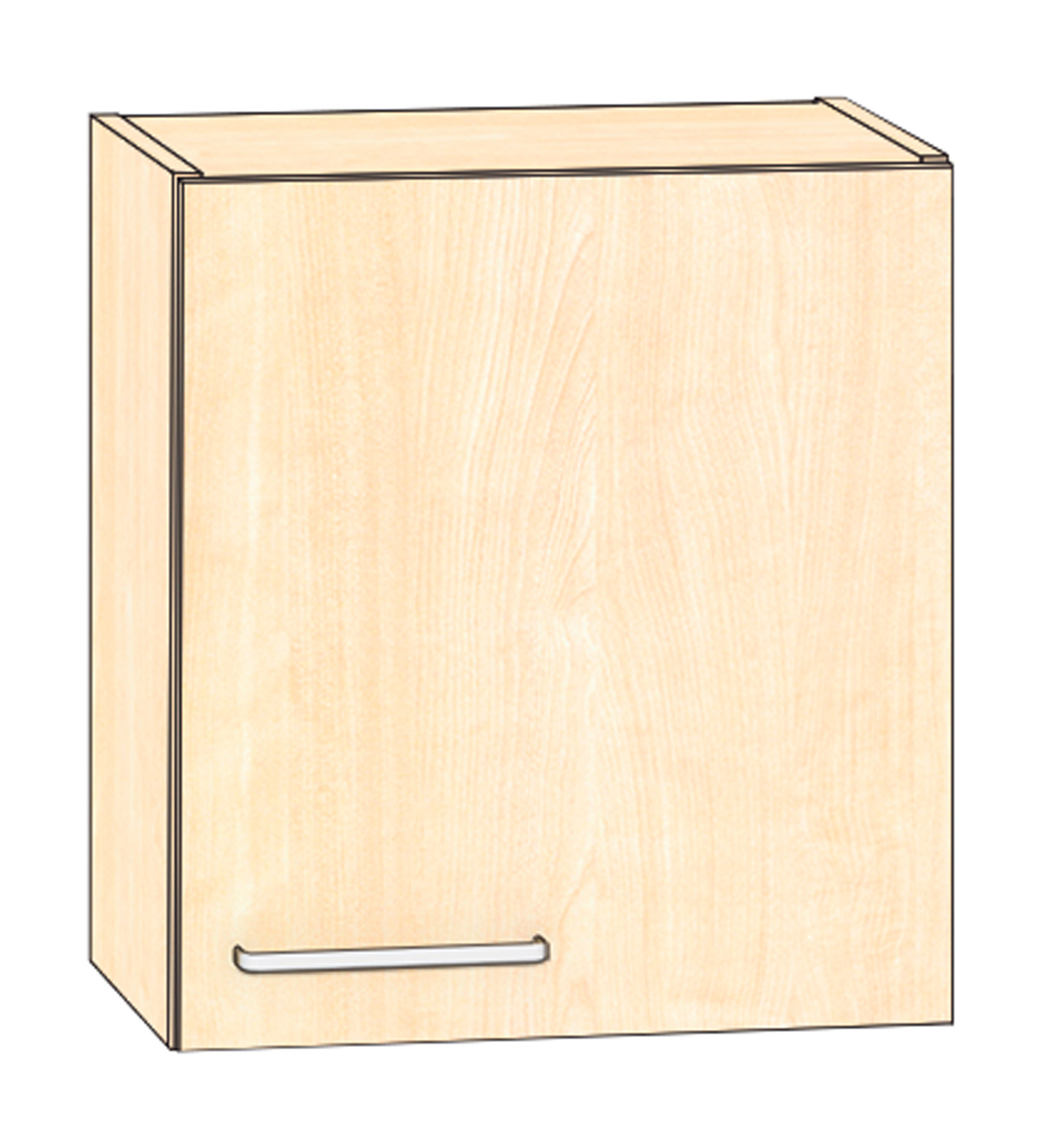 Hängeschrank Breite 50 cm, Türanschlag rechts, Ahorn