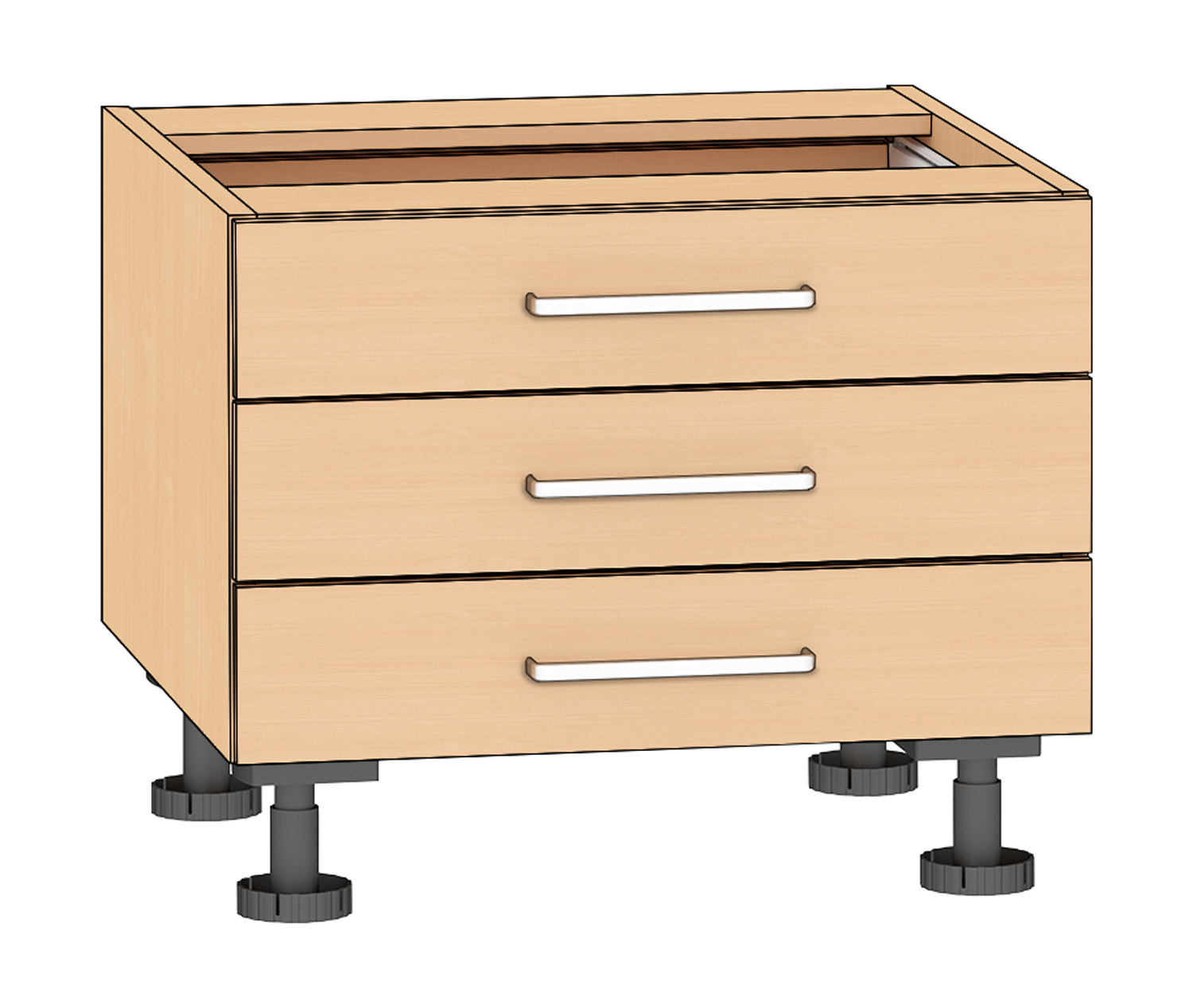 Schubkastenschrank mit 3 Schubkästen, Breite 60 cm