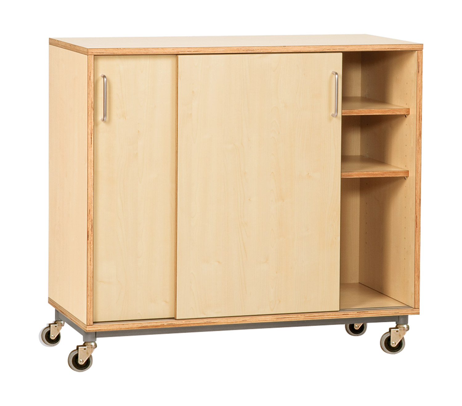 Schrank mit Schiebetüren auf Rollen, Breite 104,8 cm