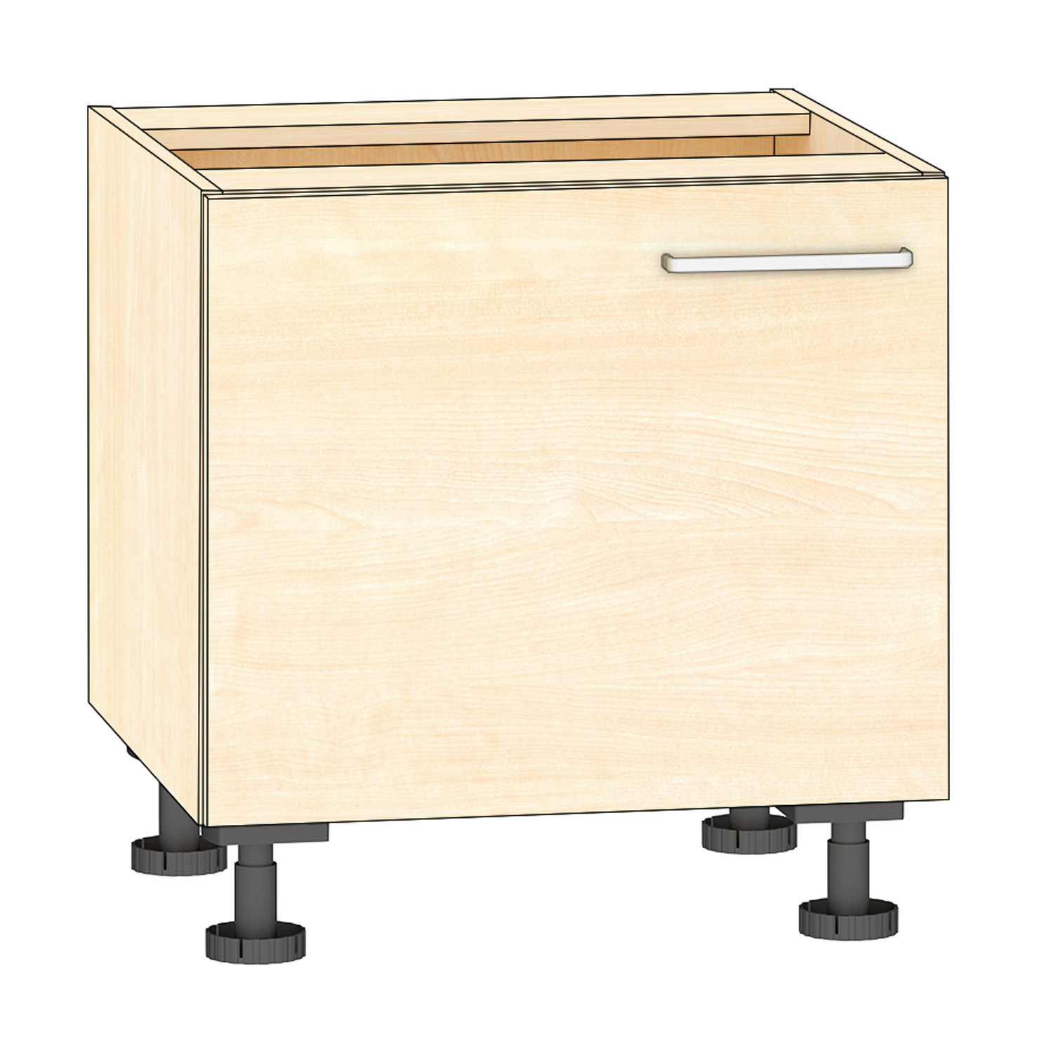 Anstellschrank Breite 60, Türanschlag links, Ahorn