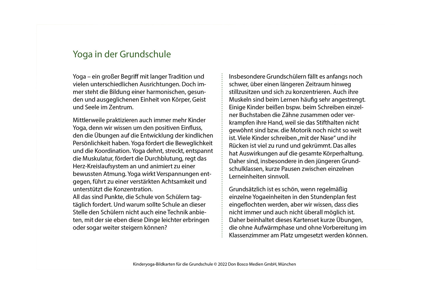 Kinderyoga Bildkarten für die Grundschule