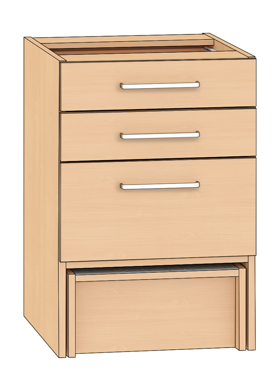 Schubkastenschrank mit 3 Schubkästen, Breite 50 cm