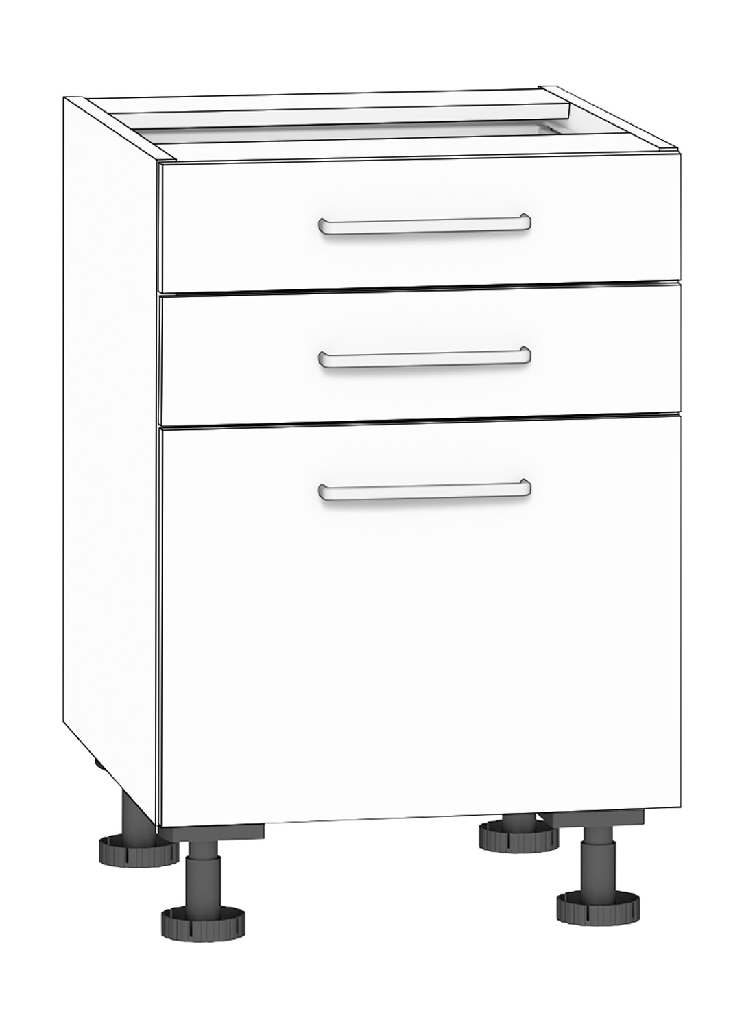 Schubkastenschrank 3 Schubkästen Breite 50 cm, weiß