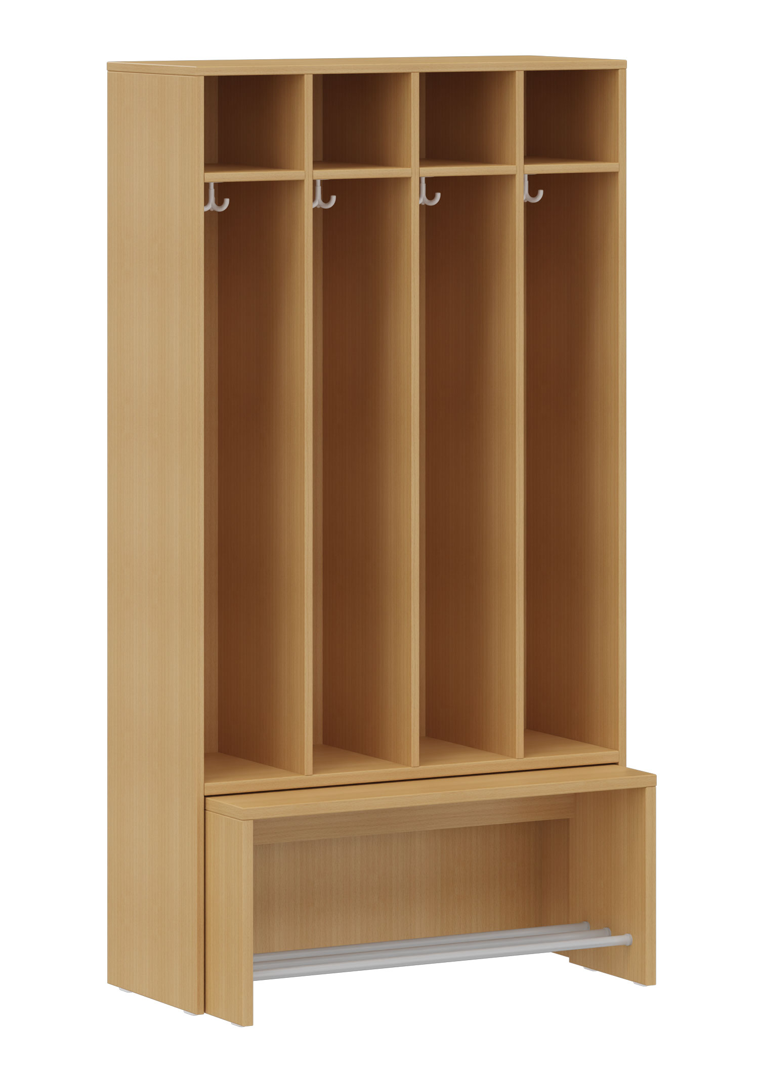 hej Garderobe mit Ausziehbank B mit 22,6 cm Fachbreite Größe 5, 4 Schrankfächer