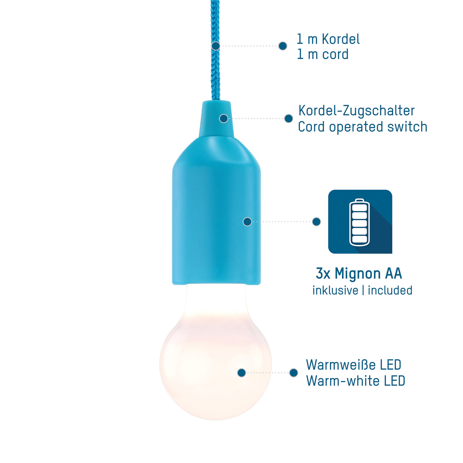 LED Taschenlampe Pull-Light blau