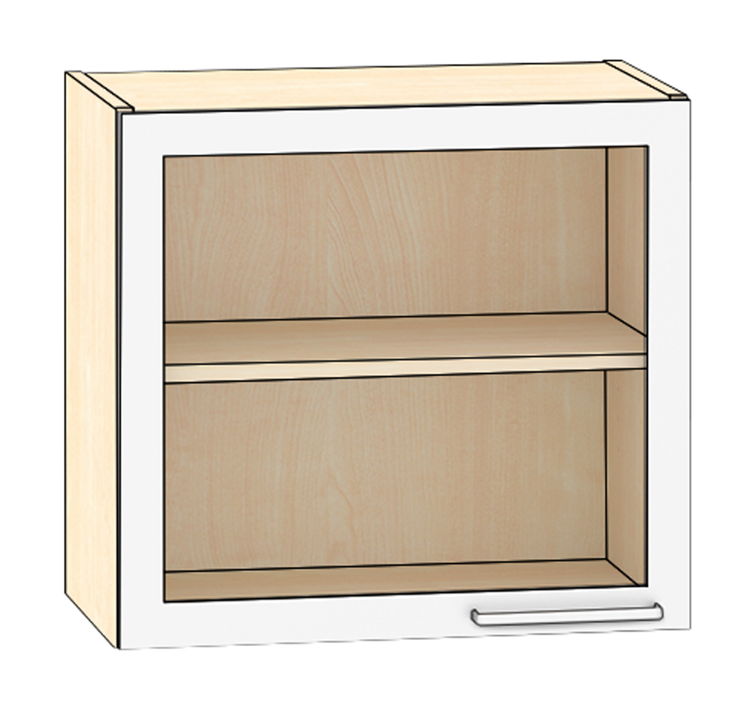 Hängeschrank 1 Glastür Breite 60 cm, Türanschlag links, Ahorn