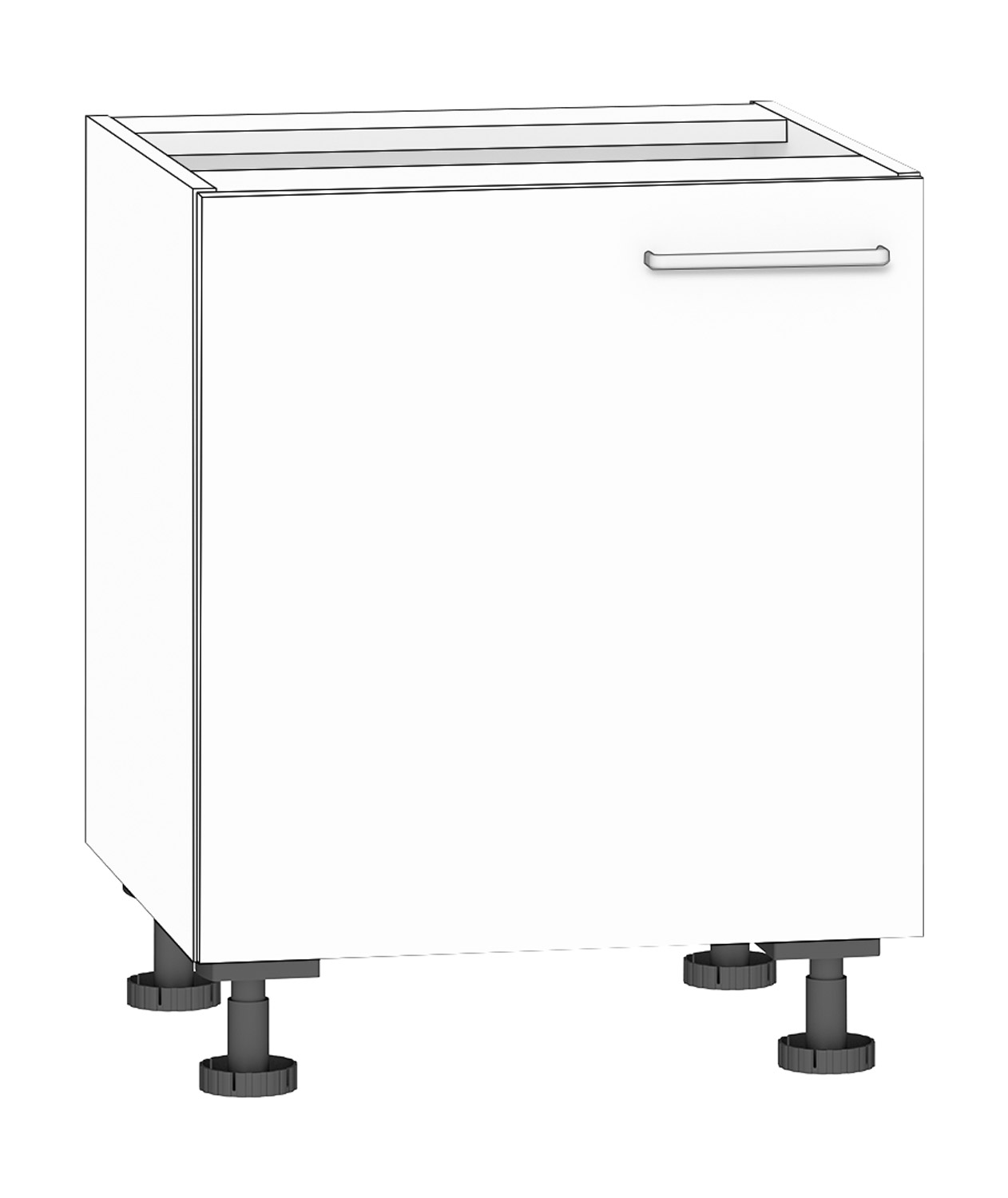 Anstellschrank Breite 60 cm, Türanschlag links, weiß
