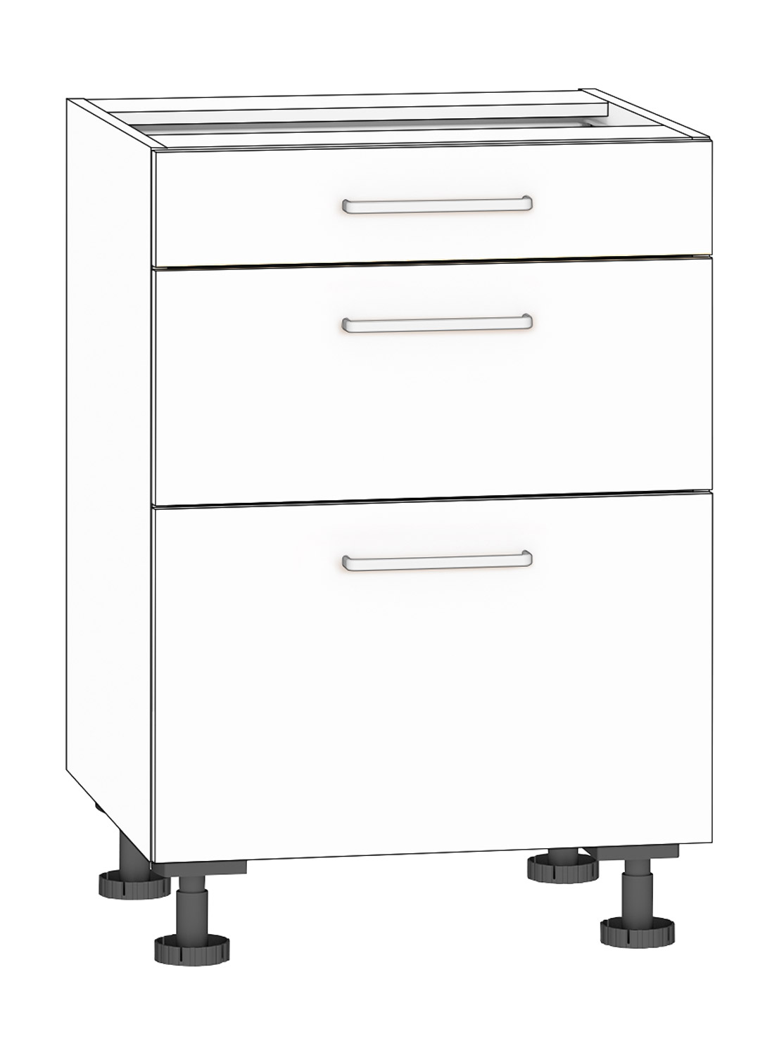 Schubkastenschrank 3 Schubkästen Breite 60 cm, weiß