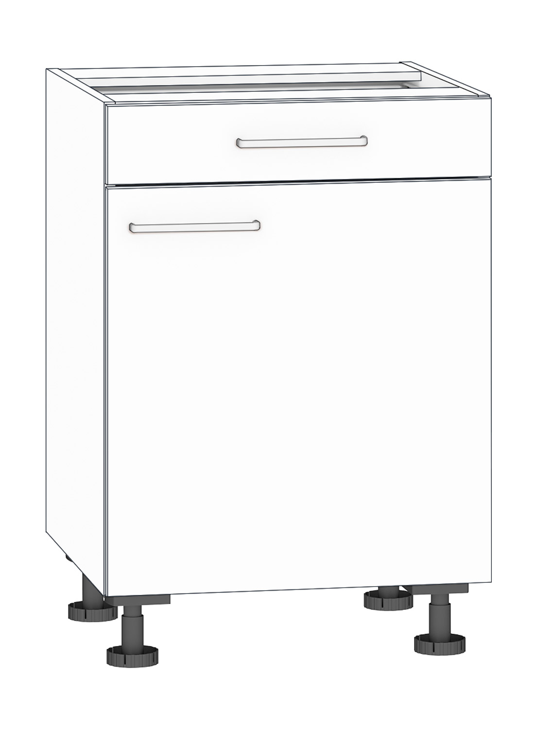 Anstellschrank Breite 60 cm, Türanschlag rechts, weiß