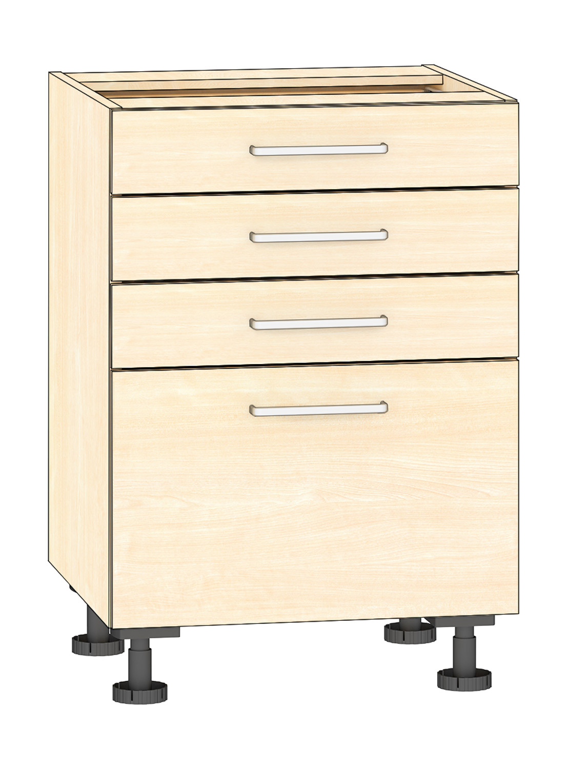 Schubkastenschrank mit 4 Schubkästen, Breite 60 cm
