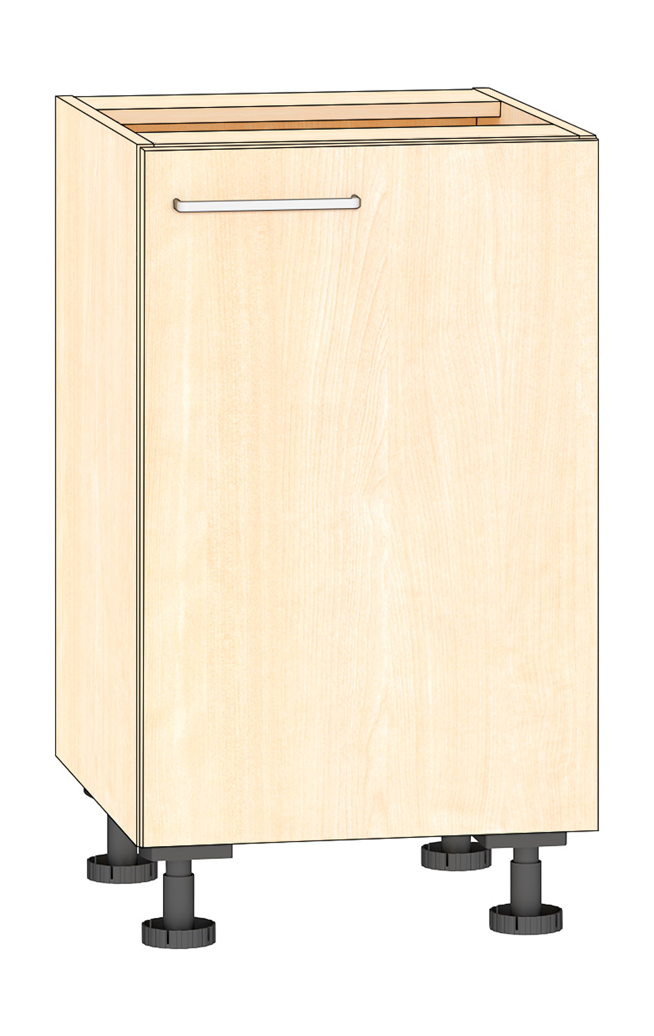 Anstellschrank Breite 50 cm, Türanschlag rechts, Ahorn