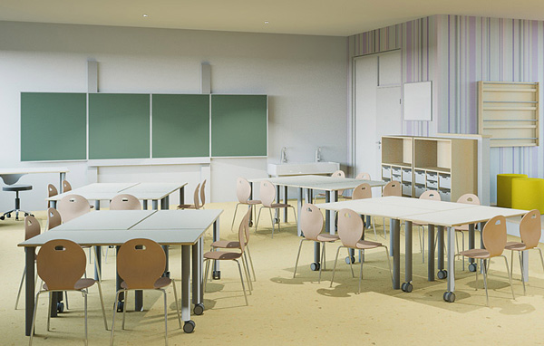 Klassenzimmer Raumgestaltung in der Schule: Klassenzimmer