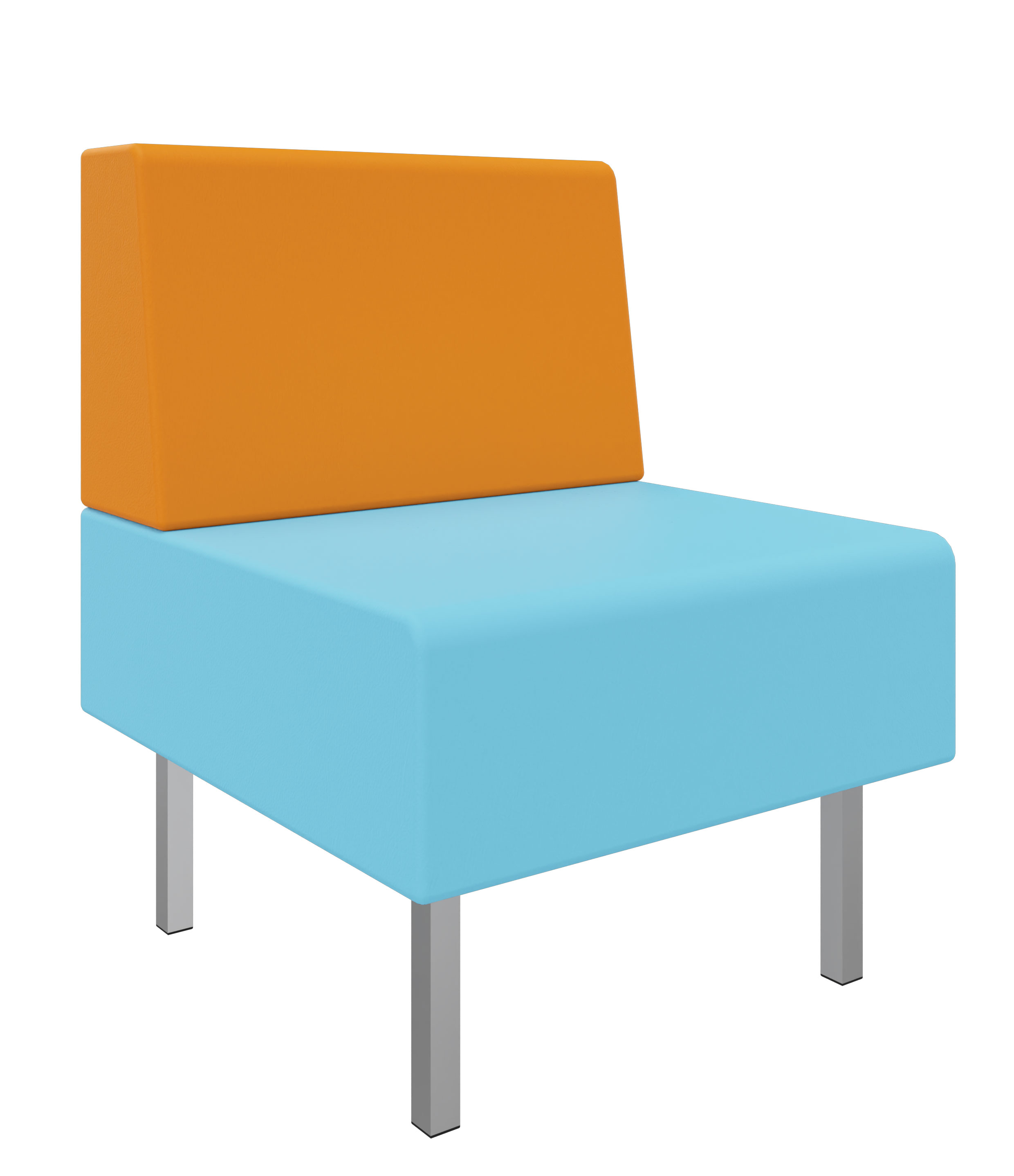 Litti Sessel SOFTSKIN eisblau / orange