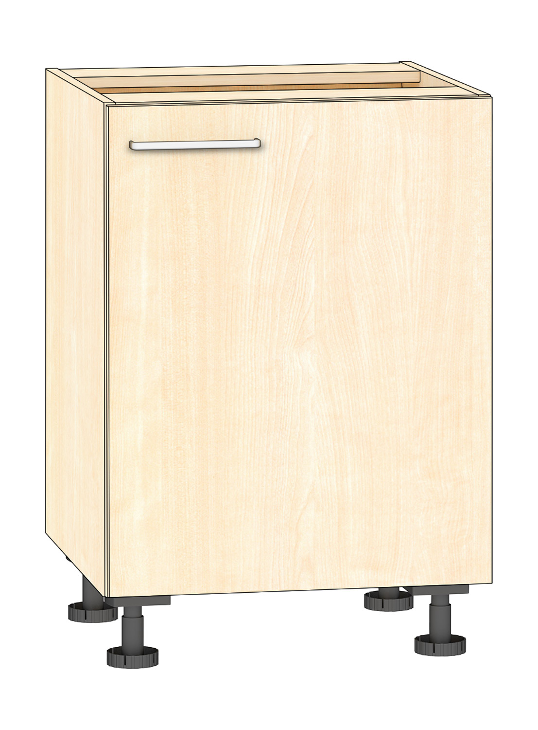 Anstellschrank Breite 60 cm, Türanschlag rechts, Ahorn