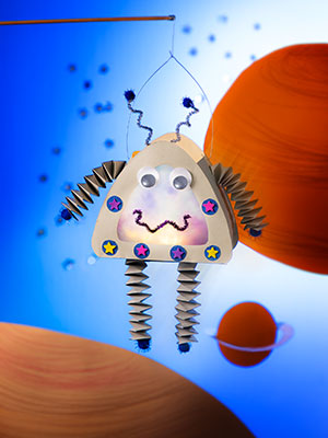 Bastelkarte Laterne Marsmännchen Gebastelte Laterne in Marsmännchen-Optik.